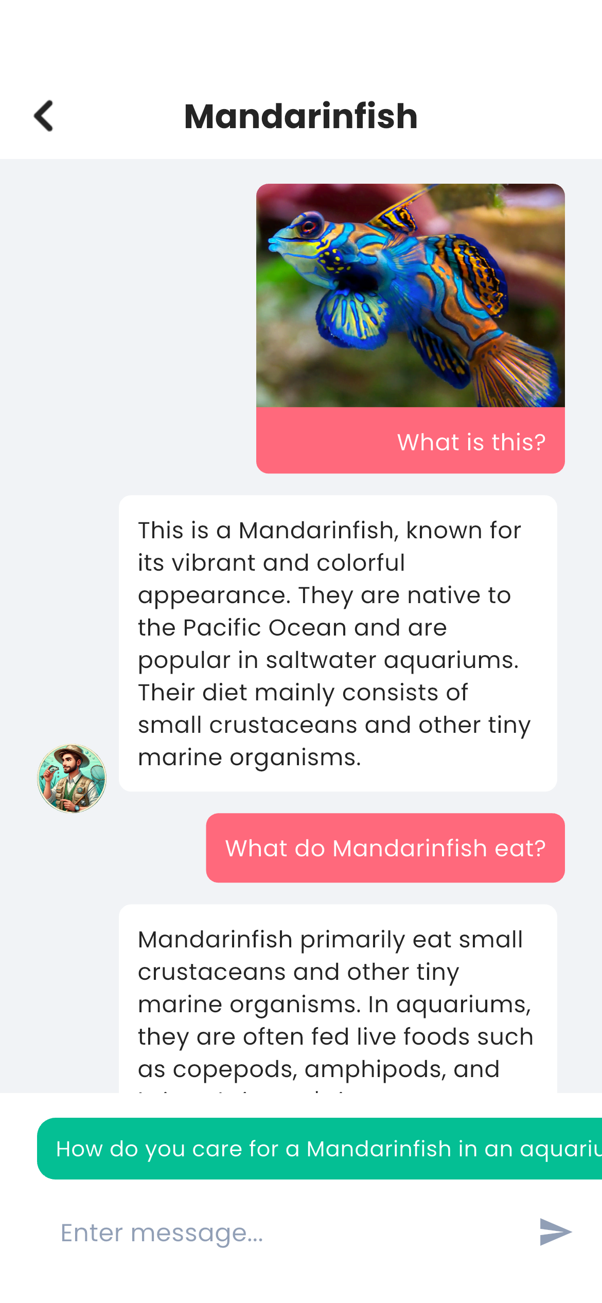 Viewing fish species details and information after identification
