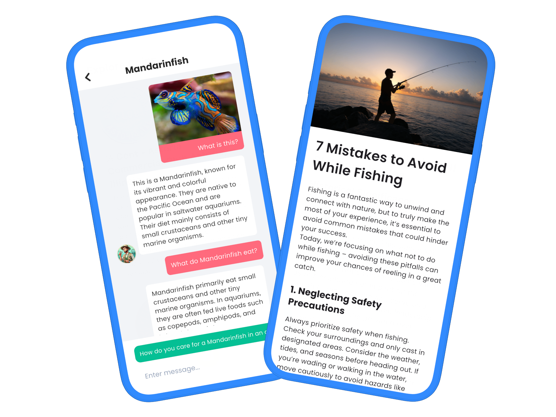 Fish identification app interface showing fish identification features